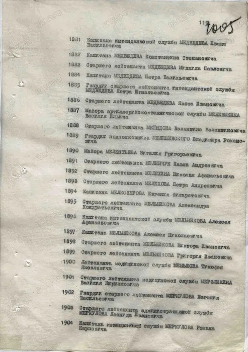 Строка 1901 наградного списка приказа на медаль "За боевые заслуги"