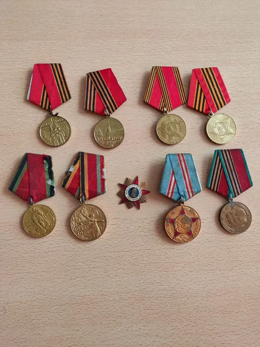 Нагрудный знак Фронтовик и юбилейные медали